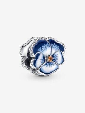 Pandora Blue Pansy Flower Charm